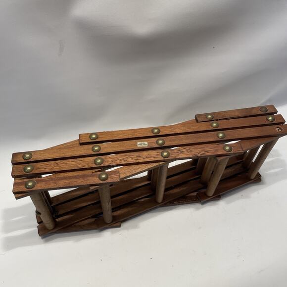 VintageWood & Brass Tack Expanding Wine Rack Table Top 8 Bottle Holder Expands - Picture 8 of 10